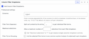 Column Filter Dropdowns · TablePress