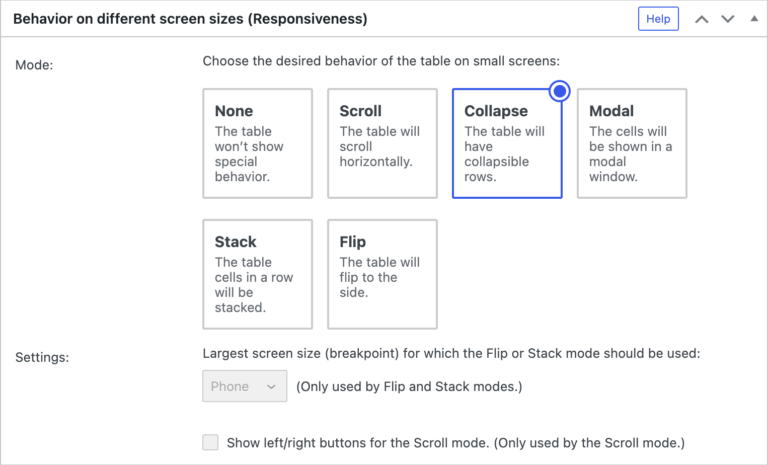 Responsive Tables · TablePress